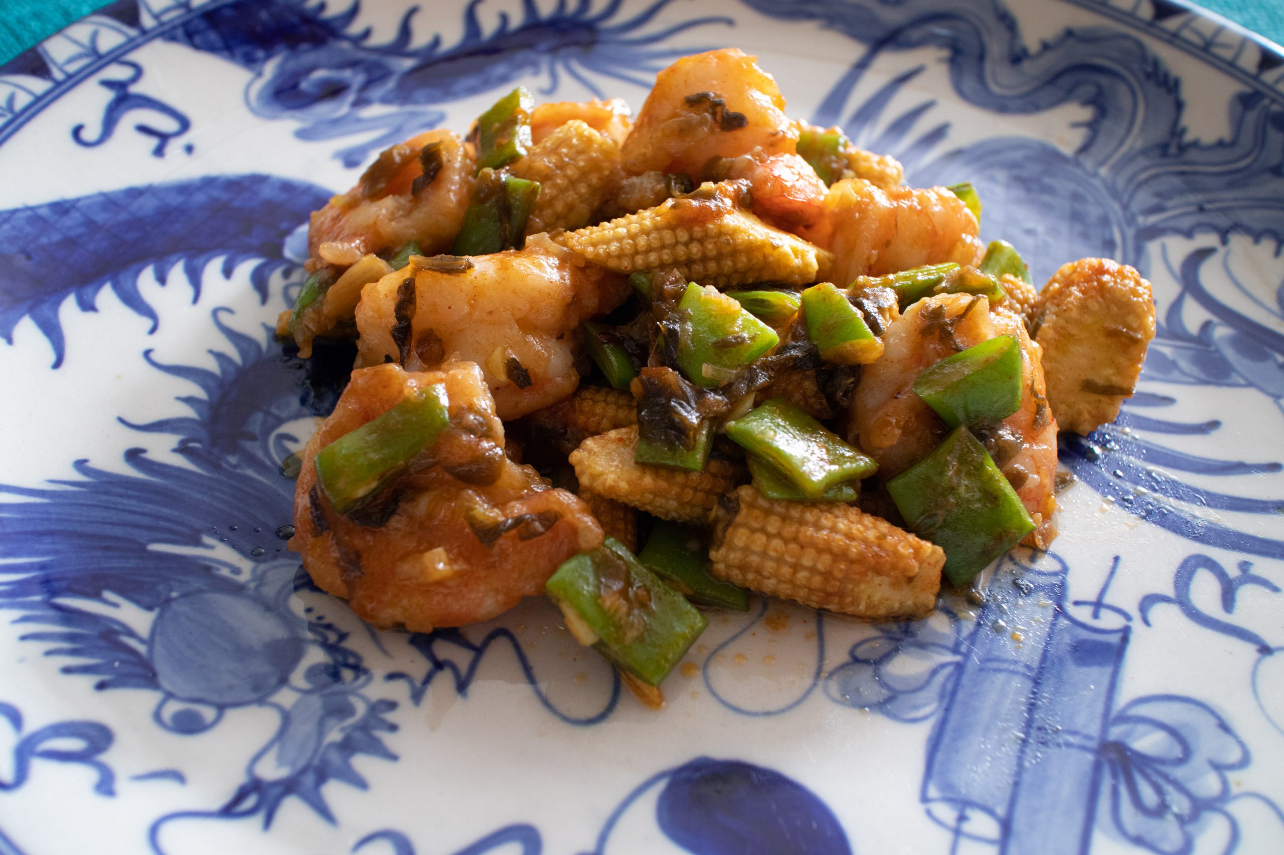 海老と野菜の麻辣醤炒め